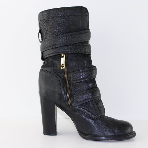 Tory Burch Jaden Buckle Leather Heeled Boots (US 6.5/EU 37) - Picture 3 of 12